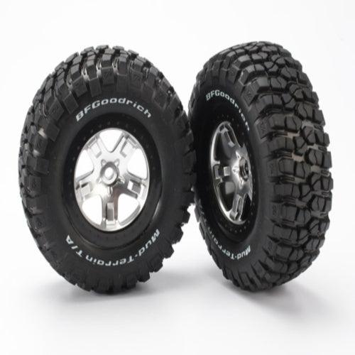 Traxxas 5878 KM2 Front/Rear Tire On SCT Chrome Wheel (2) Slash