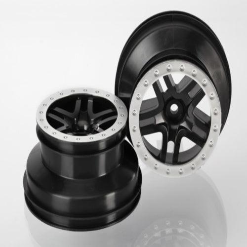 Traxxas 5884 Split-Spoke SCT Rear Wheel (Black /Satin Chrome Beadlock) (2)