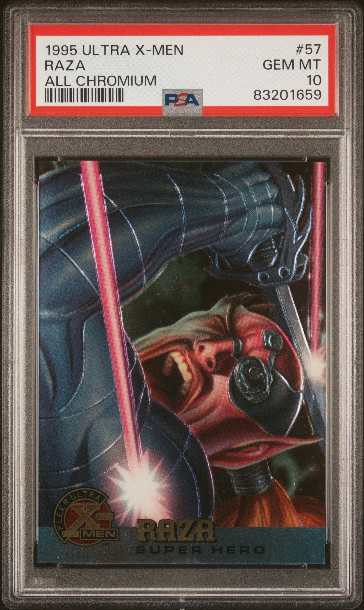 1995 ULTRA X-MEN ALL CHROMIUM RAZA ALL CHROMIUM #57 - PSA 10