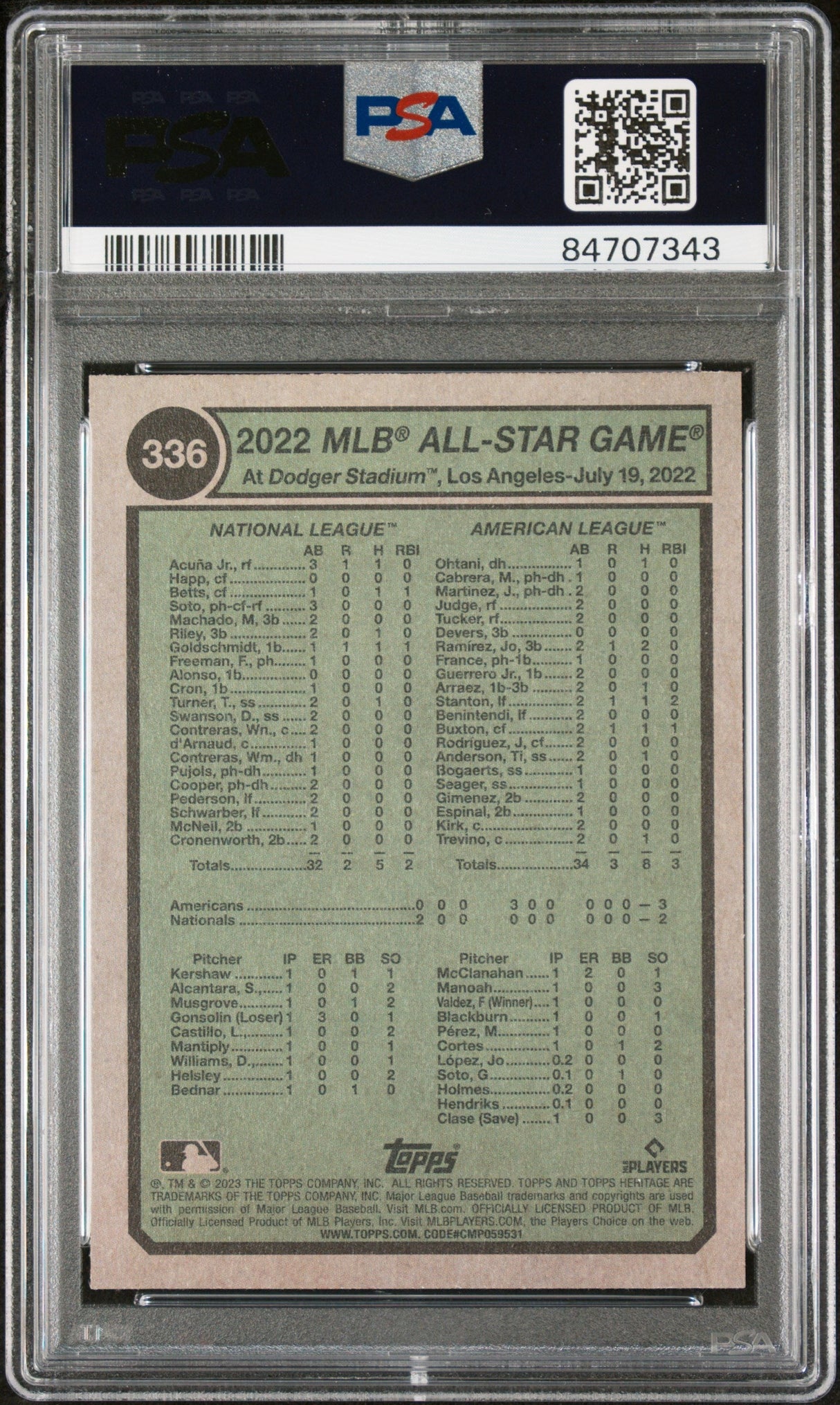 2023 TOPPS HERITAGE ACUNA JR/JUDGE  #336 - PSA 10