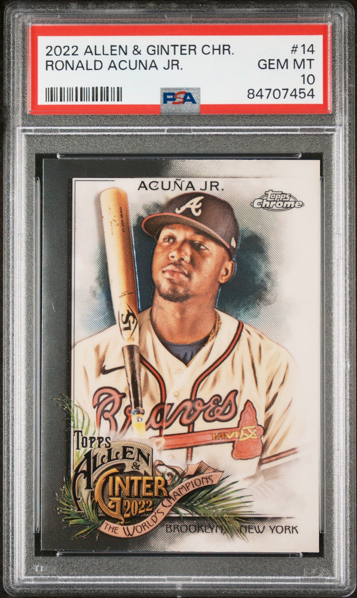 2022 TOPPS ALLEN & GINTER CHROME RONALD ACUNA JR.  #14 - PSA 10