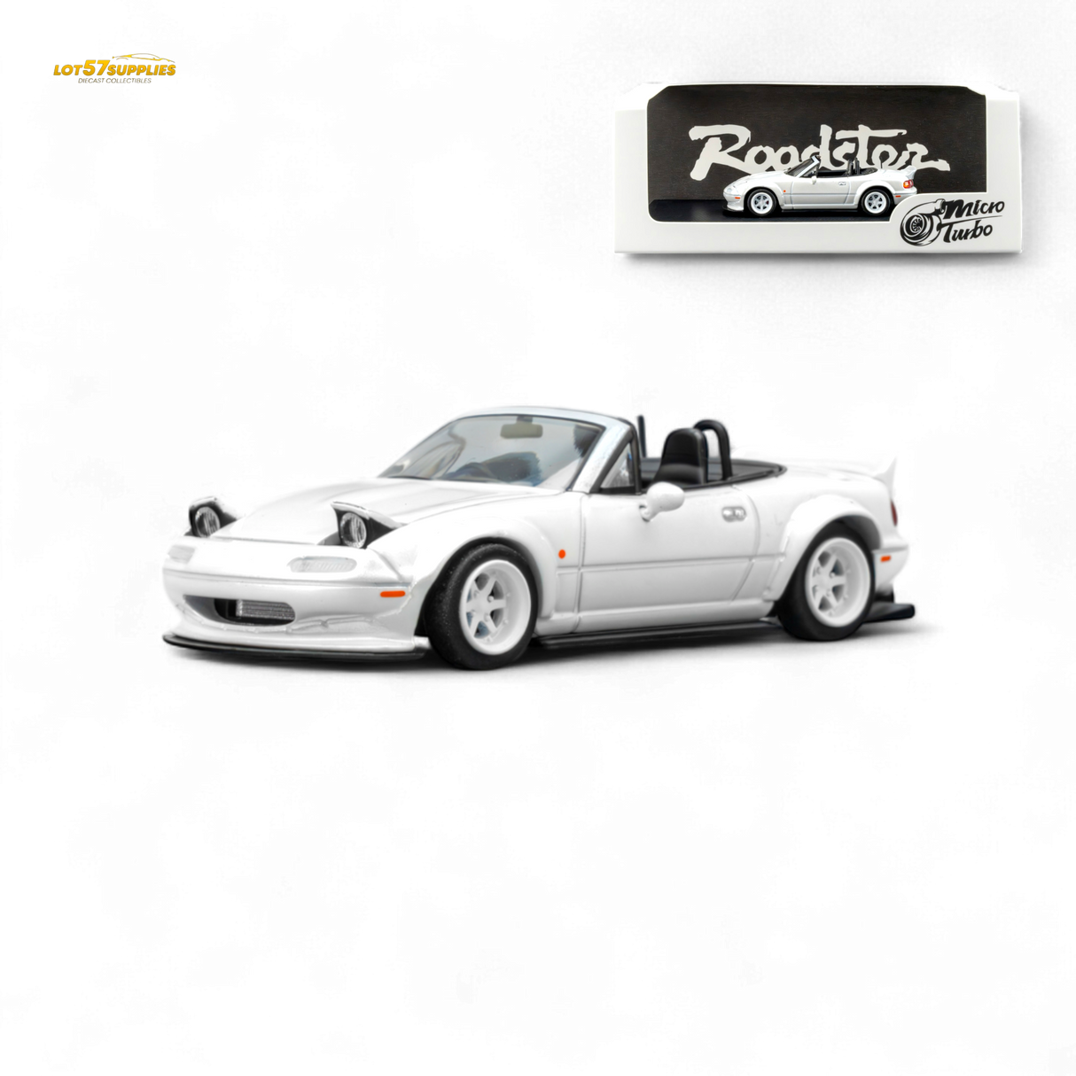 Microturbo Custom MX5 Rocket Bunny Metallic White 1:64