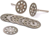 10 pcs Diamond Cutting Wheel Cut Off Discs Coated Rotary Tools W/Mandrel 22mm for Dremel