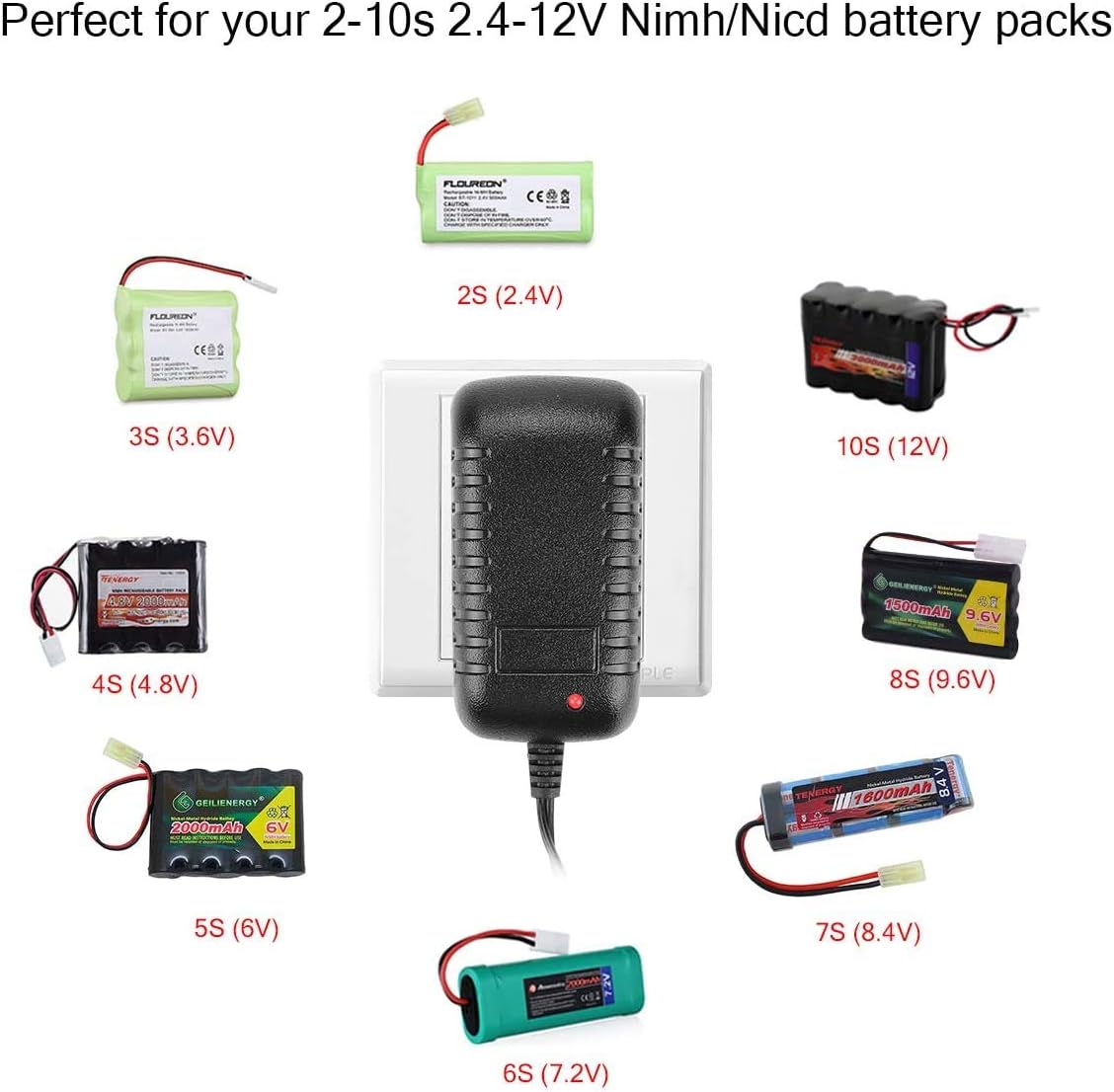 Cargador de batería HTRC NiMH y NiCd Cargador de batería universal RC (2-10S) 