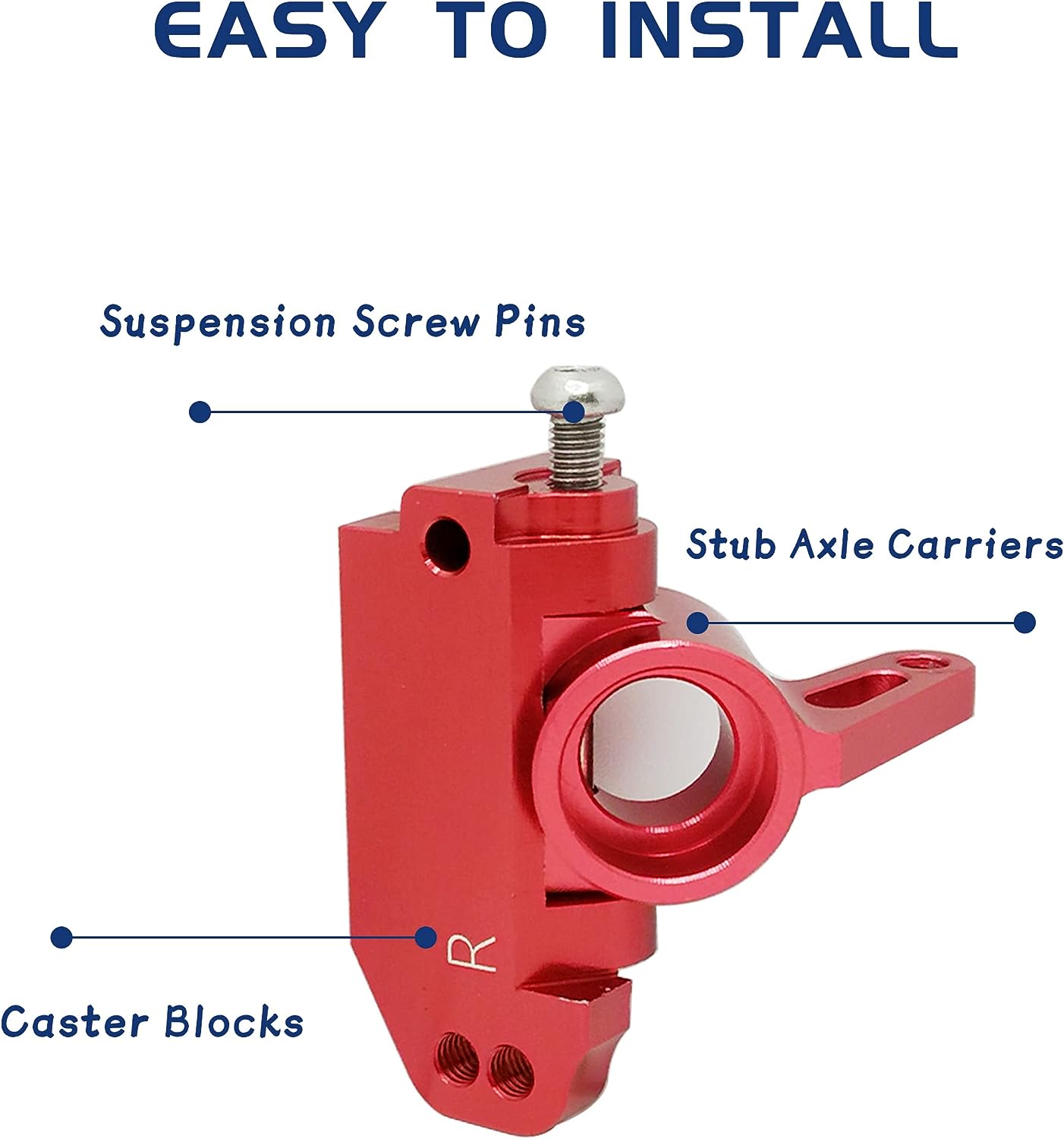 IHN – bloc de roulettes avant et blocs de direction en aluminium rouge, supports d'essieu arrière avec roulements à billes Traxxas 2WD Slash Rustler