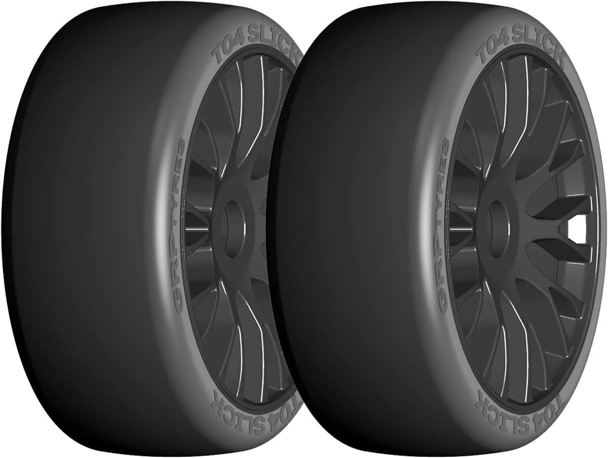 GRP GTX04-XB2 1:8 GT New Slick ExtraSoft Black 20 Spoke Rubber Tires (4)