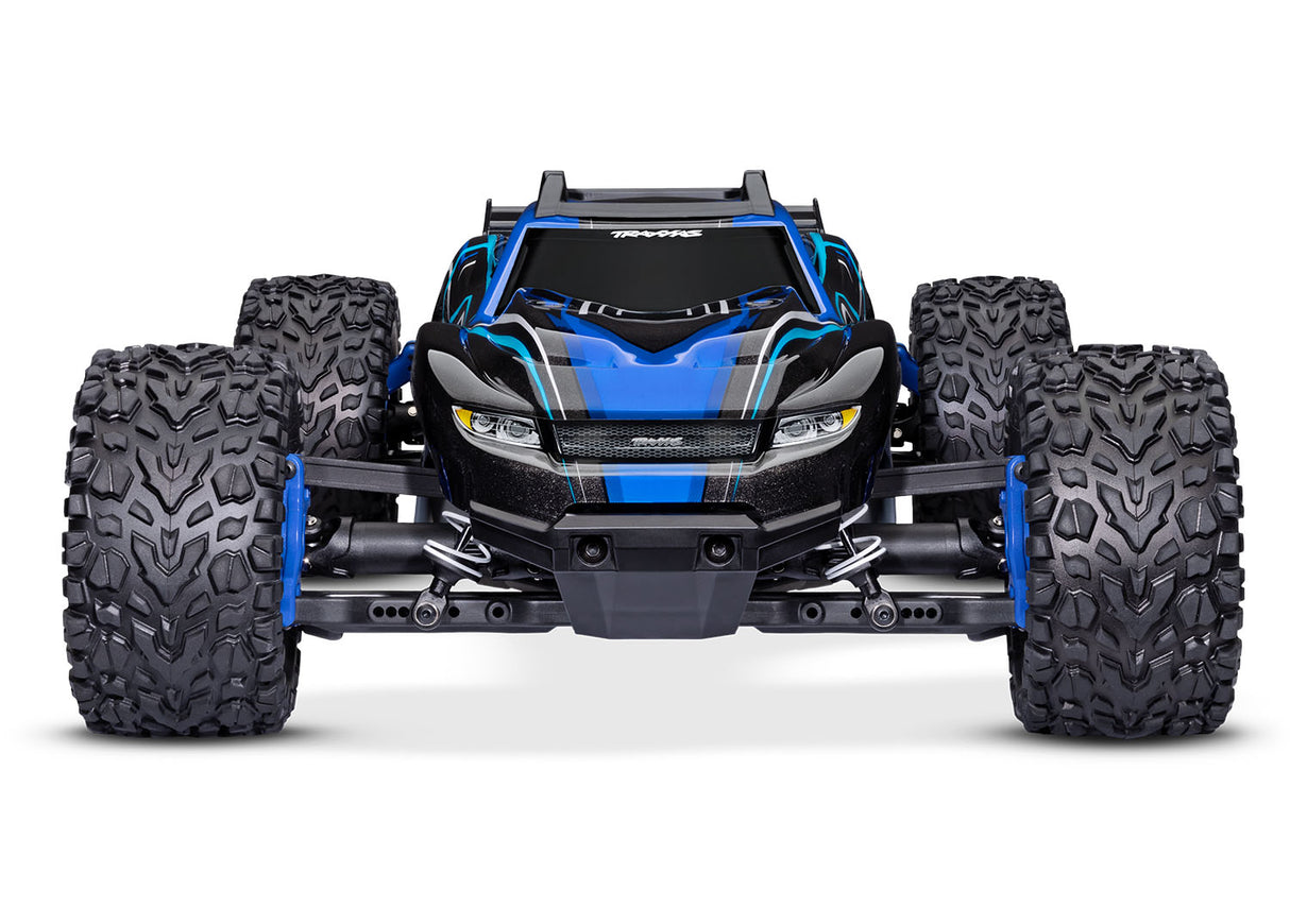 Traxxas 67164-4 Blue Rustler 4X4 Camion de stade 4 roues motrices sans balais à l'échelle 1/10