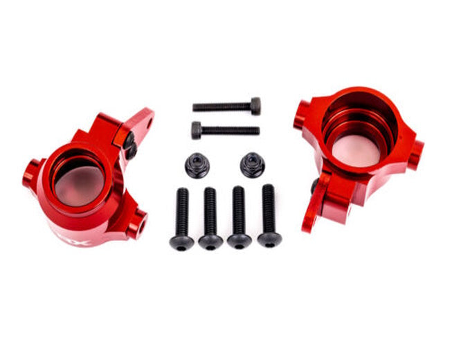 Traxxas 9635R Steering blocks, 6061-T6 aluminum (Red-anodized), left & right