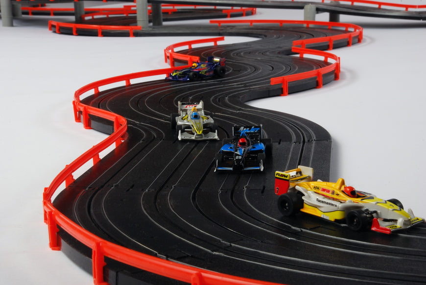 New AFX MegaG+ Super International Ho Slot Car Race Set Tri Power 21018 4 Lane