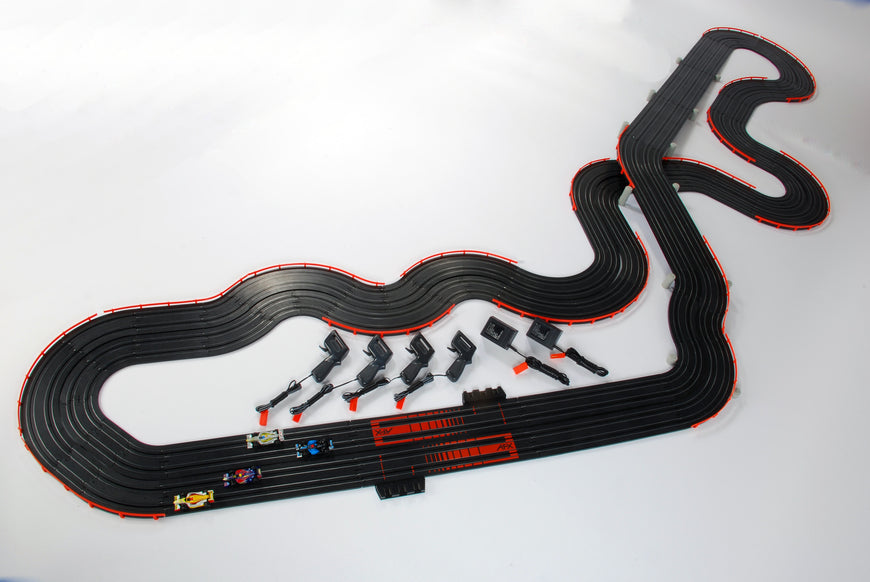 New AFX MegaG+ Super International Ho Slot Car Race Set Tri Power 21018 4 Lane