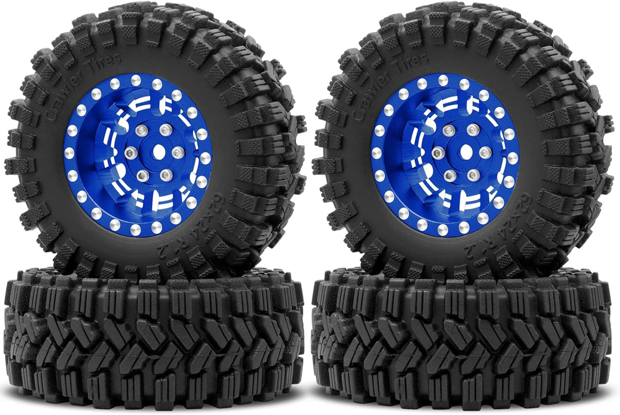 IRonManRc 1.0 Wheels Deep Dish Rims Wheels w/ 1.0 Tires for Axial SCX24 & TRX4M (BLUE)