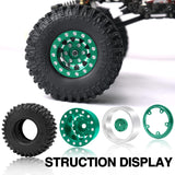 IRonManRc  1.0 Wheels Deep Dish Rims Wheels w/ 1.0 Tires for Axial SCX24 & TRX4M (GREEN)