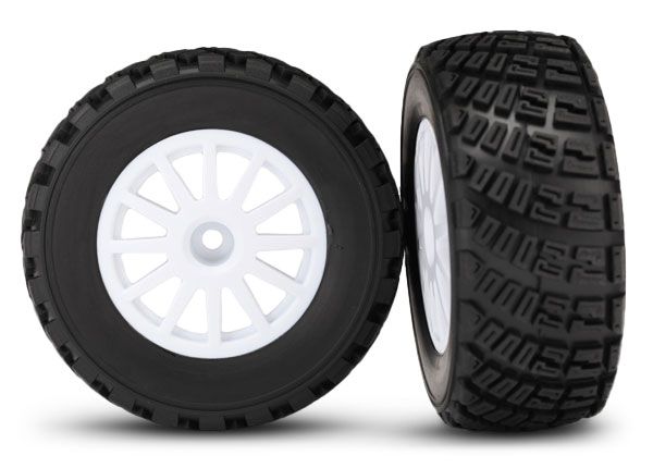 Traxxas 7473 White 12-Spoke Rally Wheels w/ Rally Tires (2)