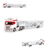 Flame Scania Car Carrier Transport Truck Red White 1:64 - Limited to 299 Pcs