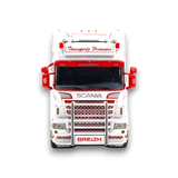 Flame Scania Car Carrier Transport Truck Red White 1:64 - Limited to 299 Pcs