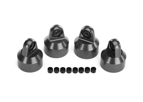 Traxxas 7764 Gray Shock caps, aluminum (gray-anodized), GTX shocks (4)/ spacers (8)