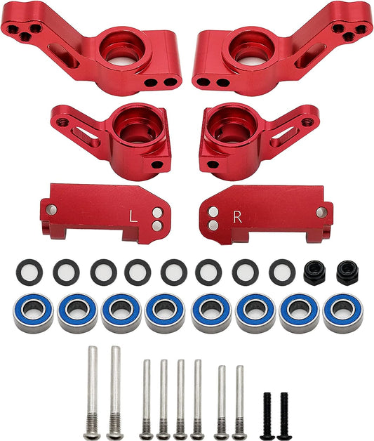 IHN Red Aluminum Front Caster Block & Steering Blocks / Rear Stub Axle Carriers w/Ball Bearings Traxxas 2WD Slash Rustler