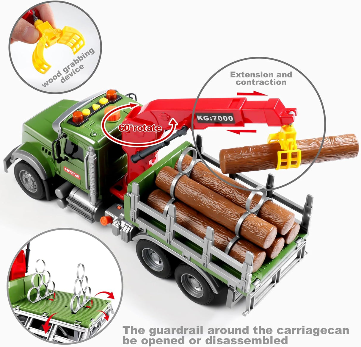 Dowilin Large Timber Truck with Loading Crane and 6 Trunks
