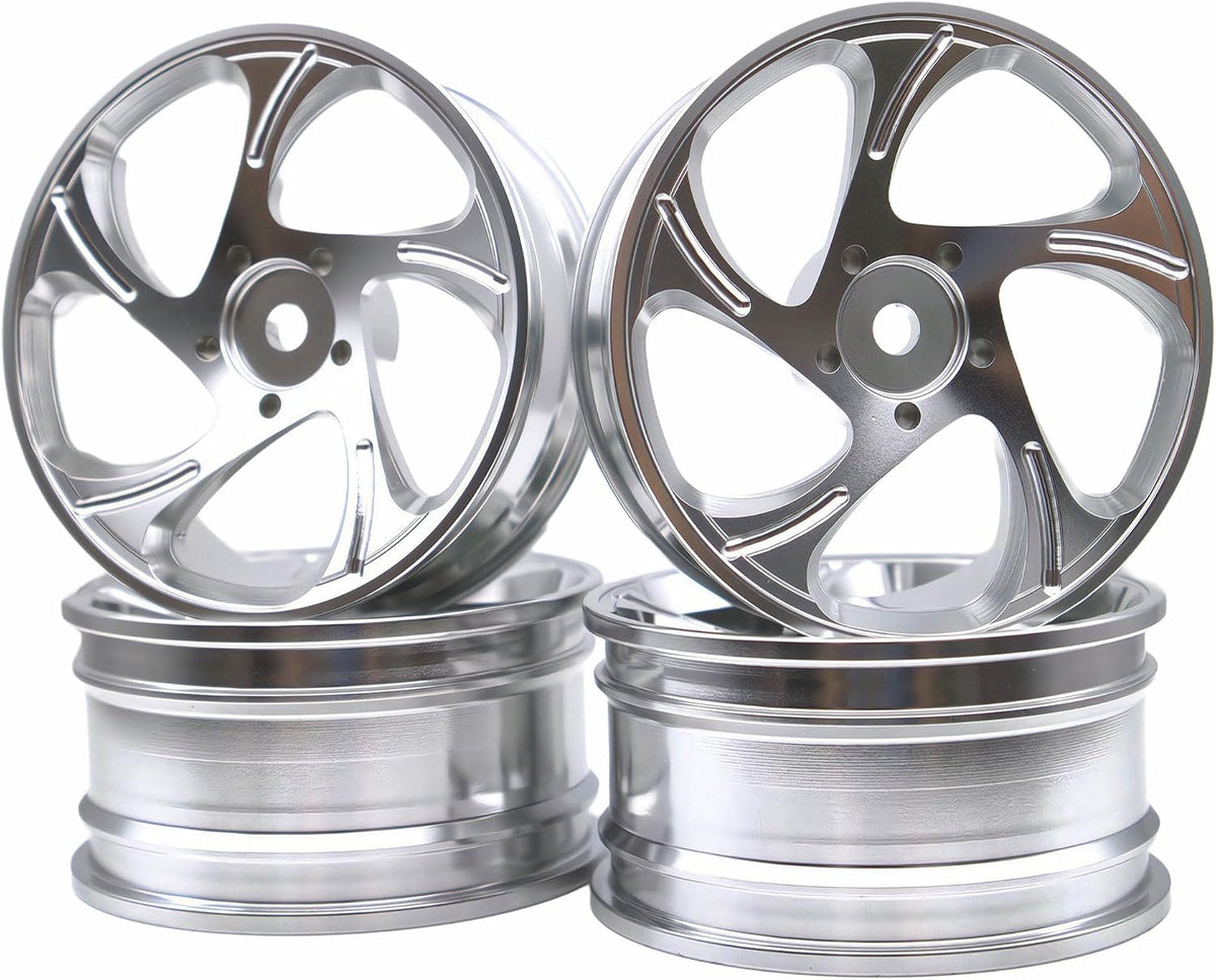IRonmanRc 1/10 on Road Aluminum Silver 5 Diamond Wheel Rims ( 4 pack )