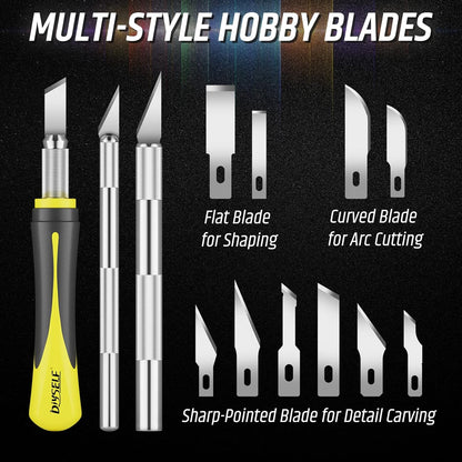 IHN 16-Piece 3-Piece Hobby Knife with 10-Piece Exacto Knife Blades