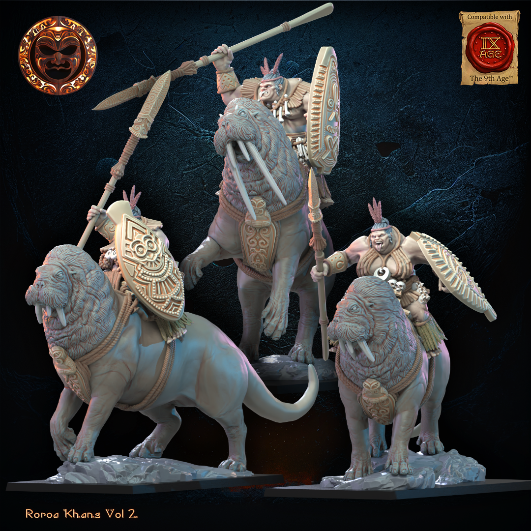 3D Printed Roroa Khan Tusker Riders by Lost Kingdom Miniatures