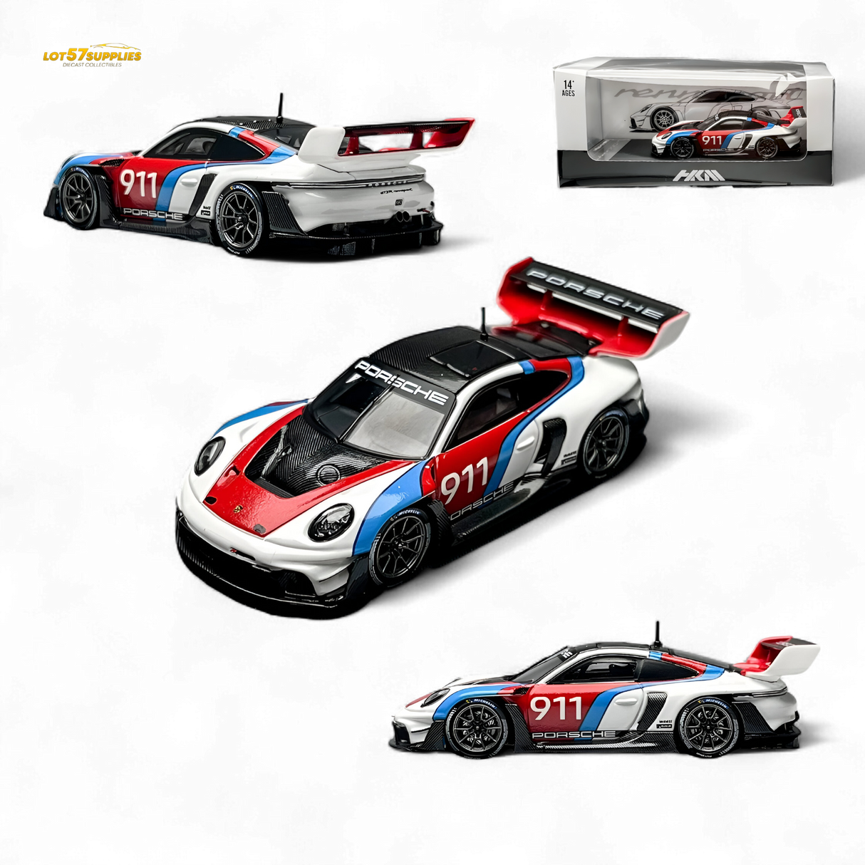 HKM Model Porsche 911 GT3 Rennsport White 1:64