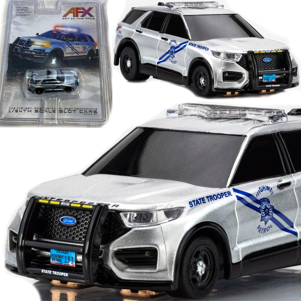 AFX 22105 Police Interceptor State Trooper Flashing Lights HO Slot Car MegaG+