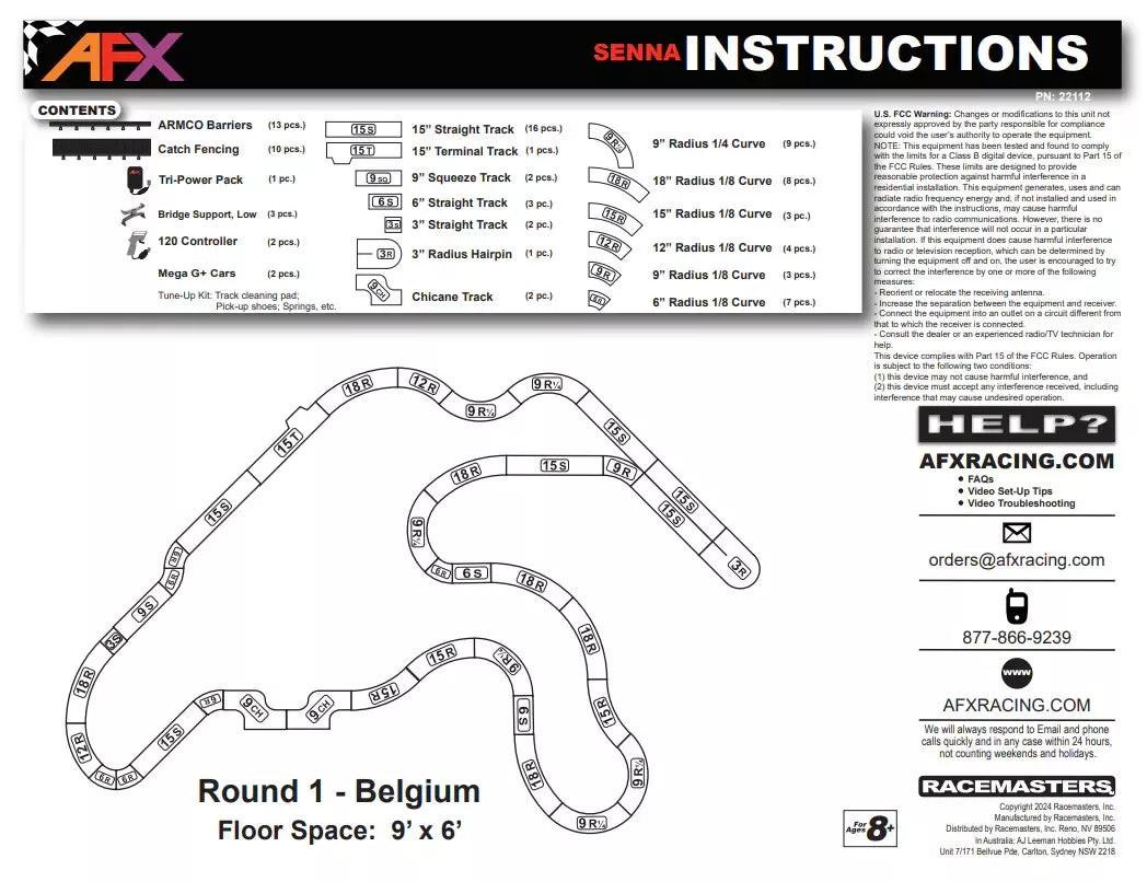 AFX Formula 1 F1 One HO Scale Slot Car Race Set 55 Feet Track for Auto World