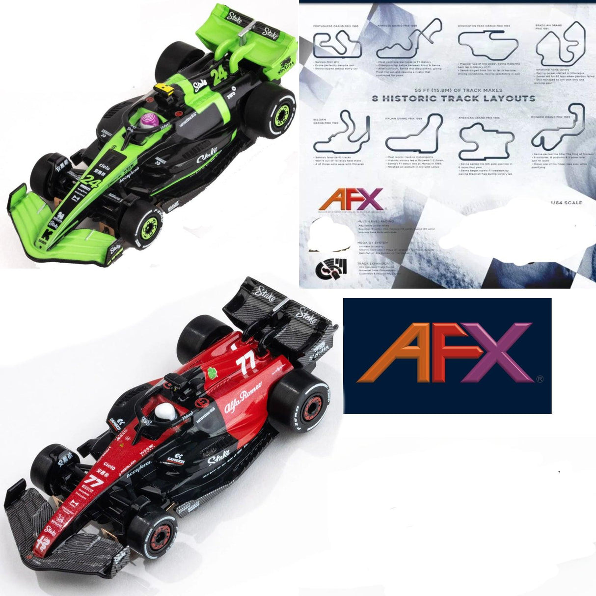 AFX Formula 1 F1 One HO Scale Slot Car Race Set 55 Feet Track for Auto World
