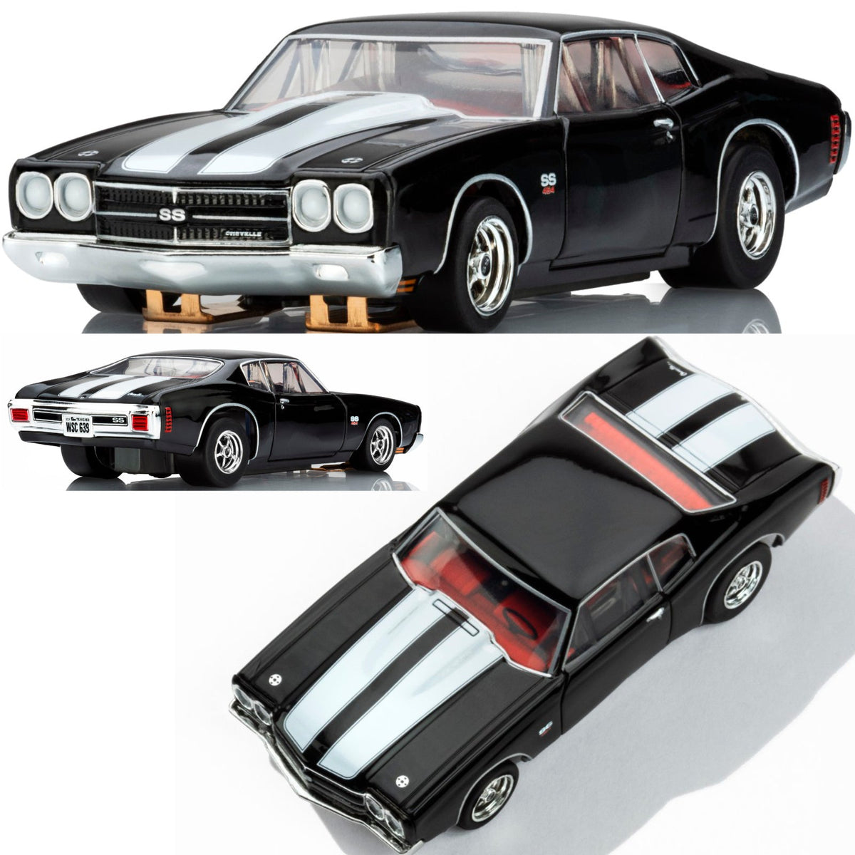 AFX 22118 1970 Chevrolet Chevelle LS6 SS 454 Black HO Slot Car Mega G+