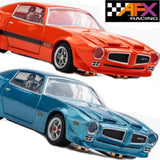 AFX Pontiac Firebird Formula 400 Blue Orange HO Slot Car MegaG+ 22123 + 22124