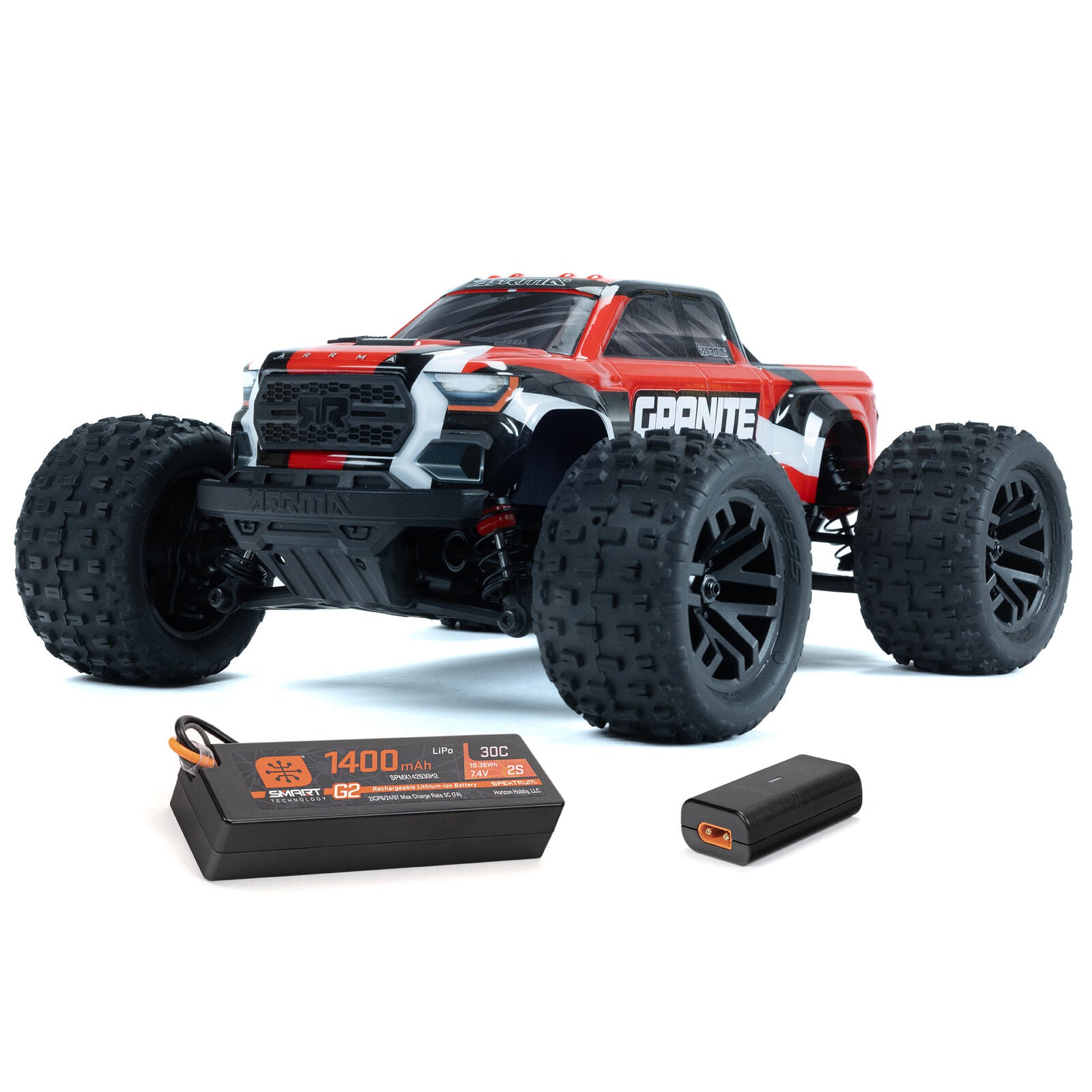 ARRMA ARA2102T2 1/18 GRANITE GROM MEGA 380 Brushed 4X4 Monster Truck RTR with Battery & Charger, Red