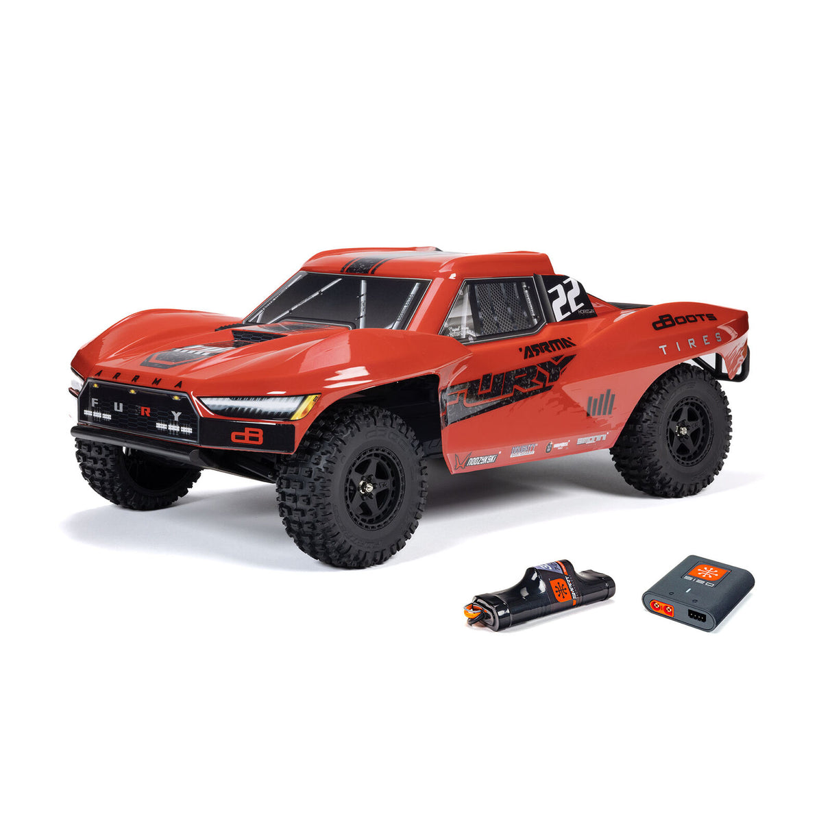 ARRMA ARA3221ST1 1/10 FURY MEGA 550 2WD Short Course Truck RTR with Battery & Charger, Red