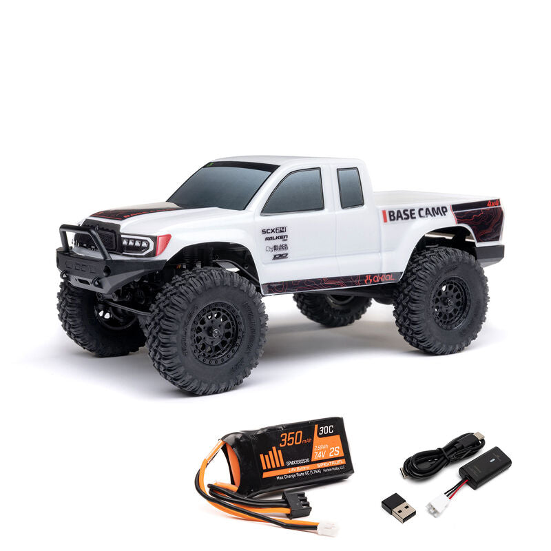 AXIAL 1/24 SCX24 Base Camp 4WD Rock Crawler Brushed RTR with Battery & Charger, White