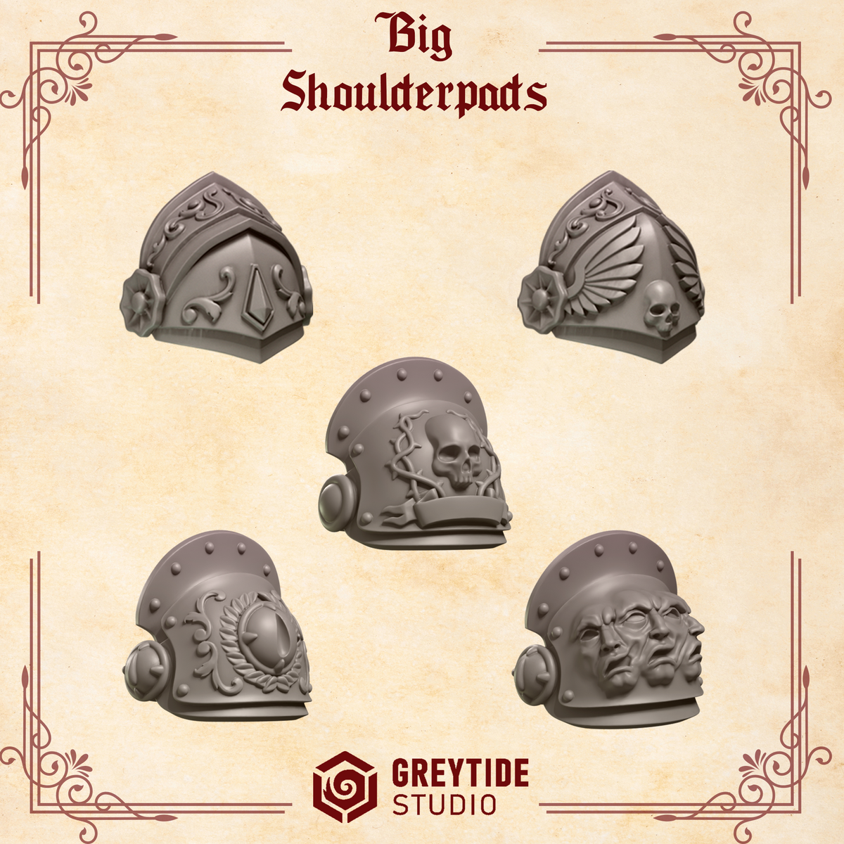 3d Printed Crimson Lords Big Shoulderpads x10 by Greytide Studio