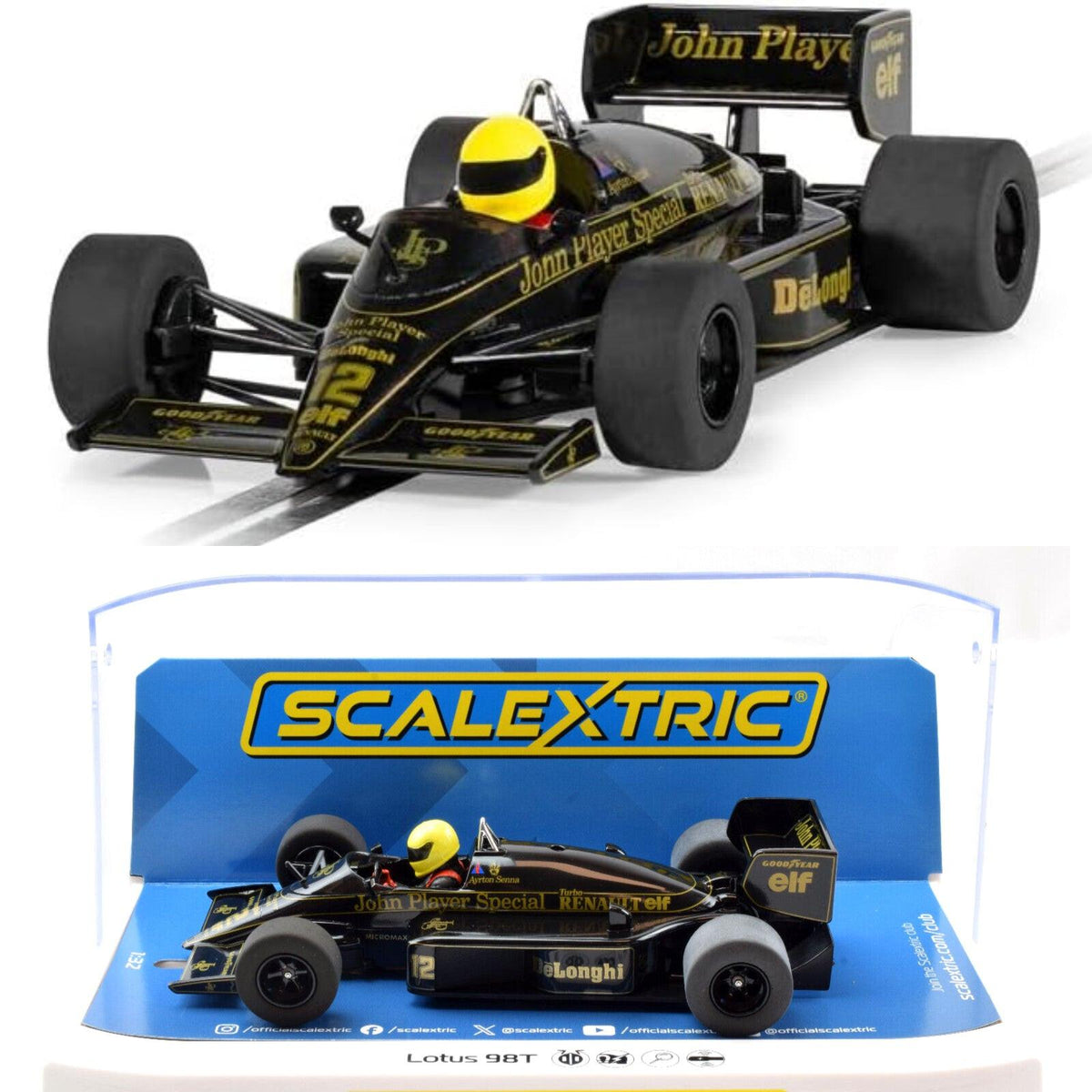 Scalextric C4529 Lotus 98T JPS Detroit GP 1986 Ayrton Senna 1/32 Slot Car