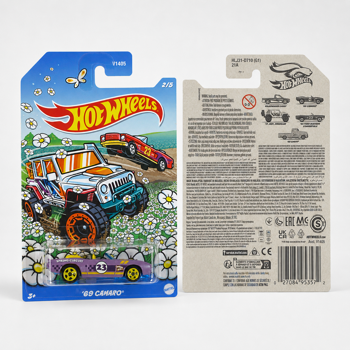 Hot Wheels ’69 Camaro Spring Circuit 2/5 Purple Die-Cast Car V1405