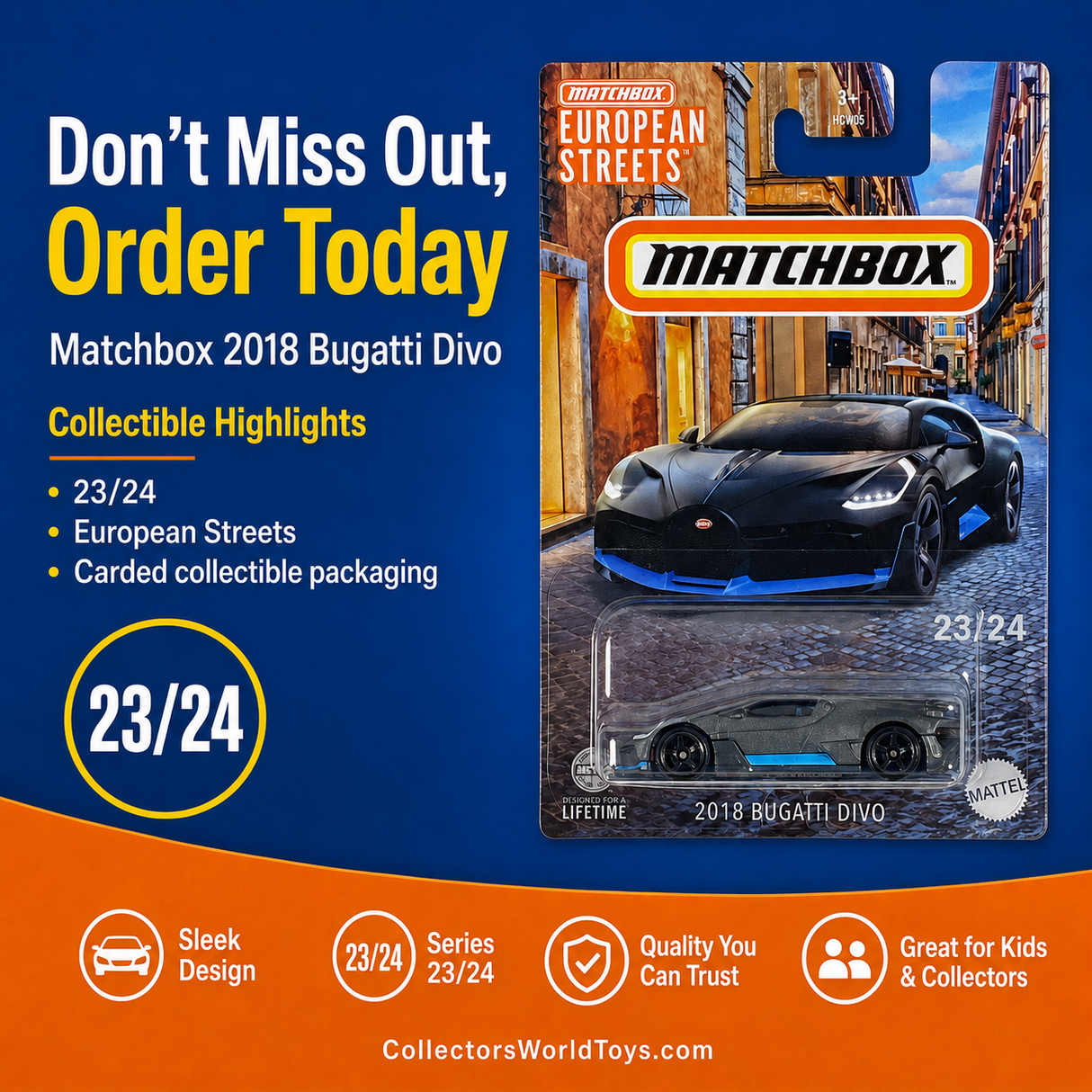 Matchbox 2018 Bugatti Divo European Streets 23/24 Die-Cast Car
