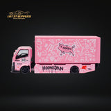 MicroTurbo Hino 300 Custom Box Truck Pink #43 Livery 1:64
