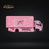 MicroTurbo Hino 300 Custom Box Truck Pink #43 Livery 1:64