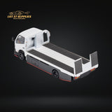 MicroTurbo Hino 300 Custom Flatbed Truck White 1:64