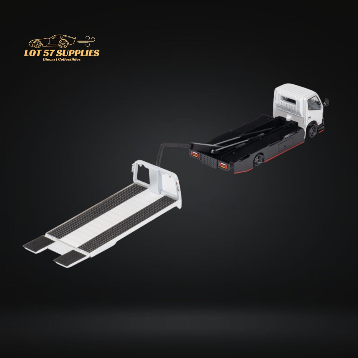 MicroTurbo Hino 300 Custom Flatbed Truck White 1:64