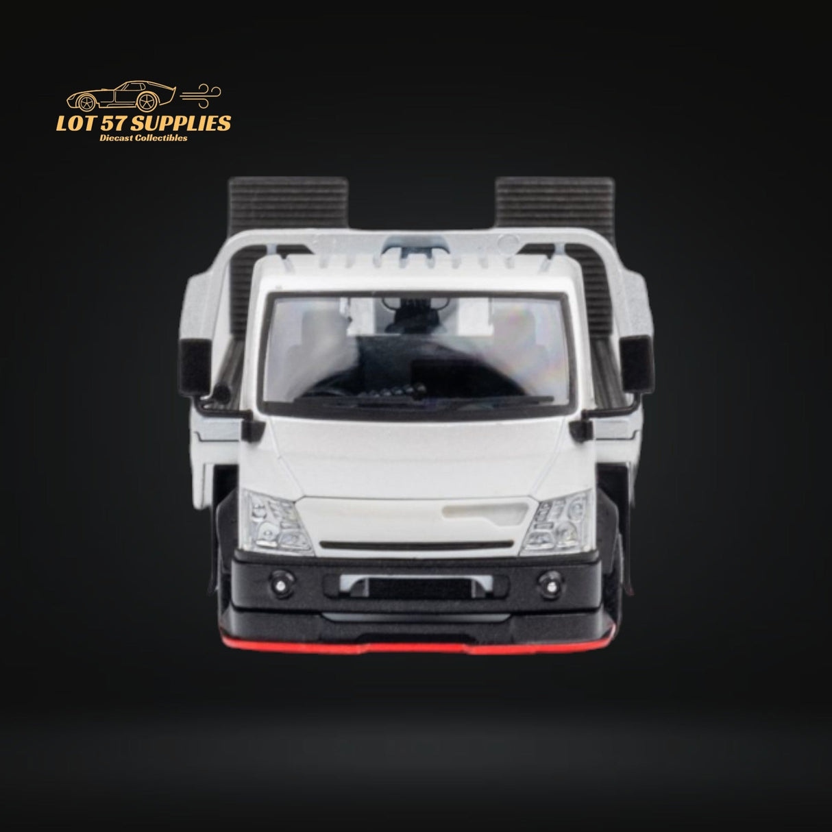 MicroTurbo Hino 300 Custom Flatbed Truck White 1:64