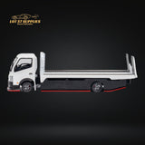 MicroTurbo Hino 300 Custom Flatbed Truck White 1:64