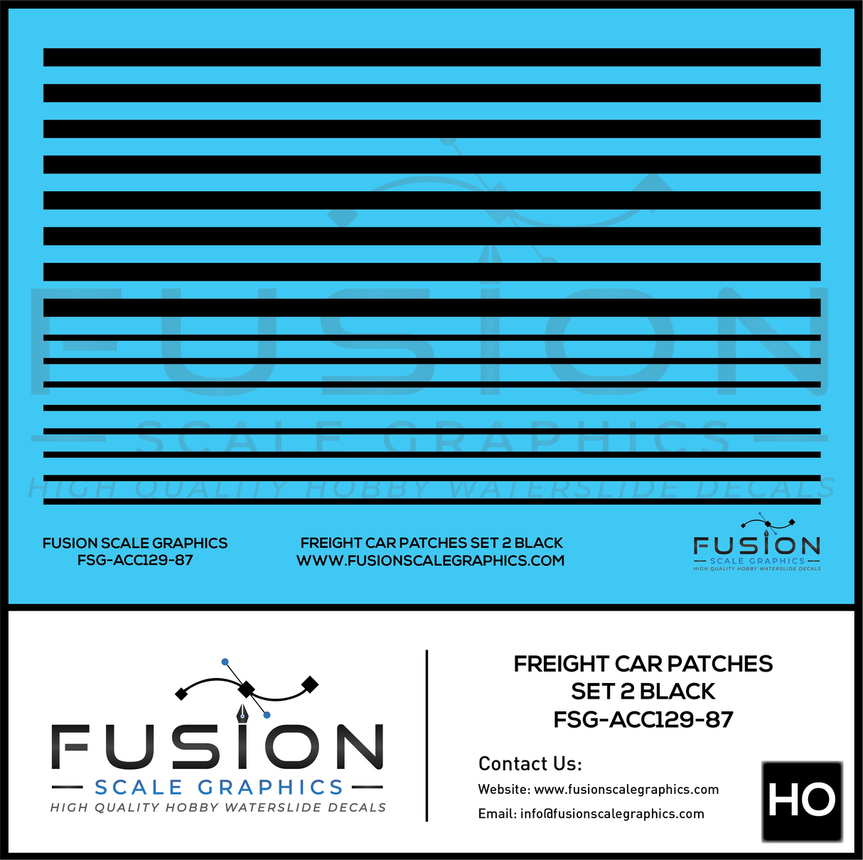 HO Scale Freight Car Patches Set 2 Black Decal Set