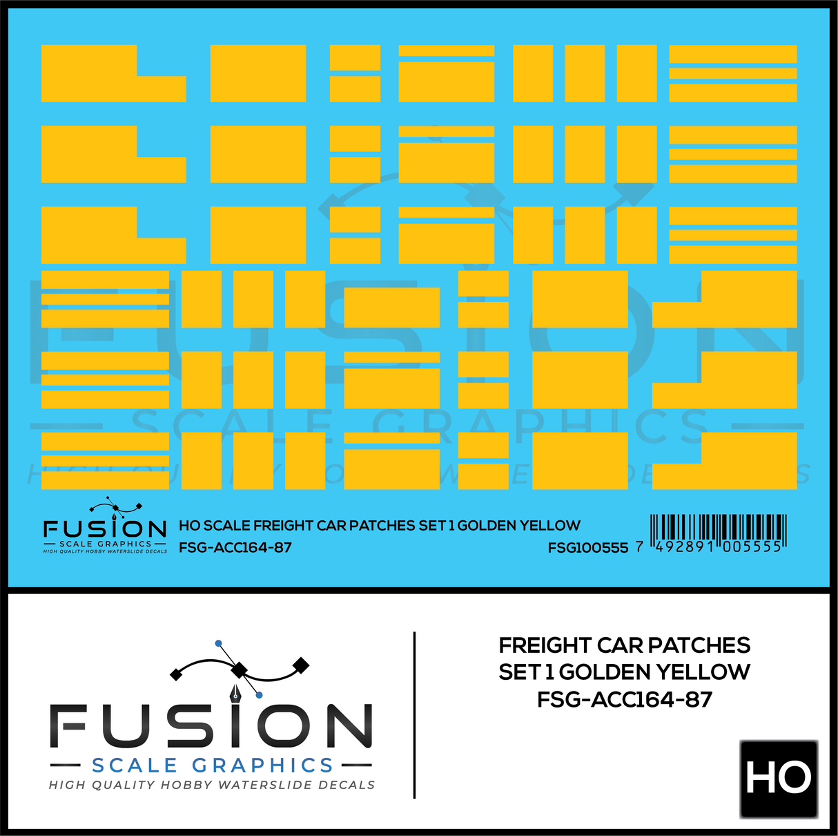 HO Scale Freight Car Patches Set 1 Golden Yellow Decal Set