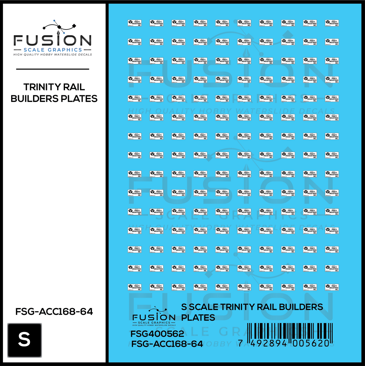 S Scale Trinity Rail Freight Car Builders Plates Decal Set