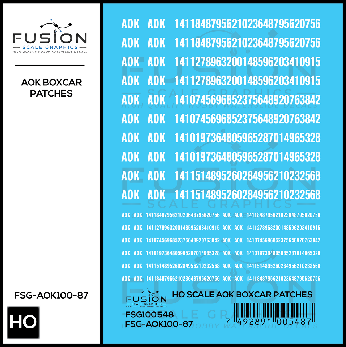 HO Scale AOK Boxcar Patches Decal Set