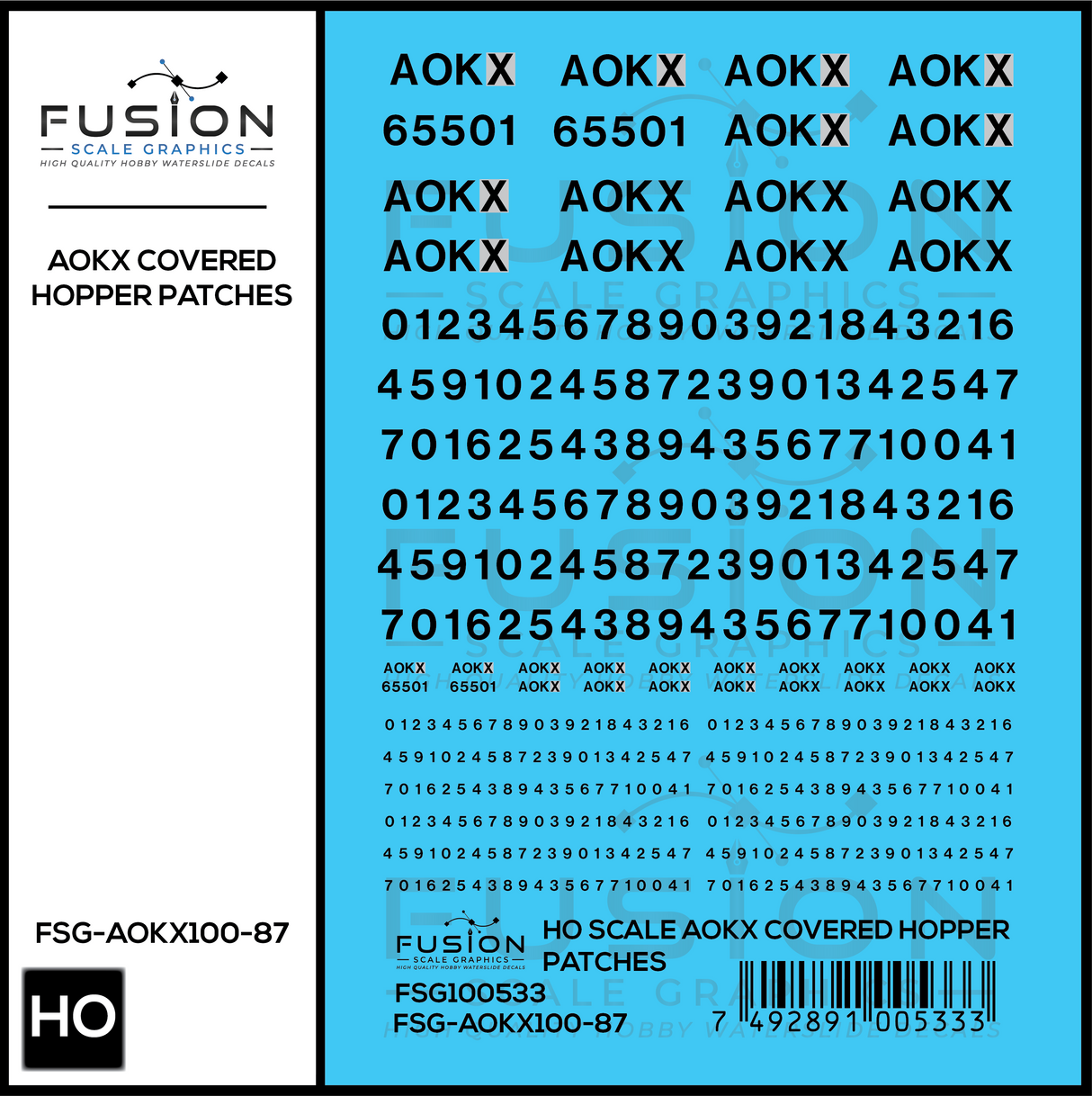 HO Scale AOKX Covered Hopper Patches Decal Set