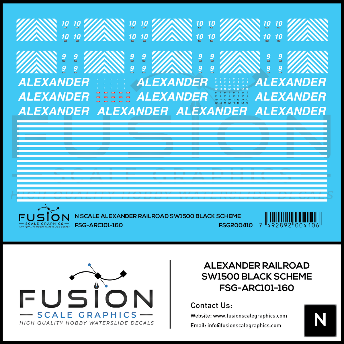 N Scale Alexander Railroad SW1500 Black Scheme Locomotive Decal Set ...